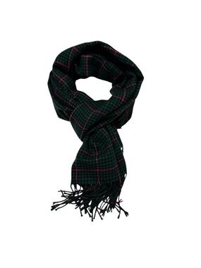 Maurices Dark Green Plaid Scarf with Pink Accent
